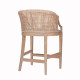 Rattan White Washed Rounded Back Cream Fabric Seat Counter Stool